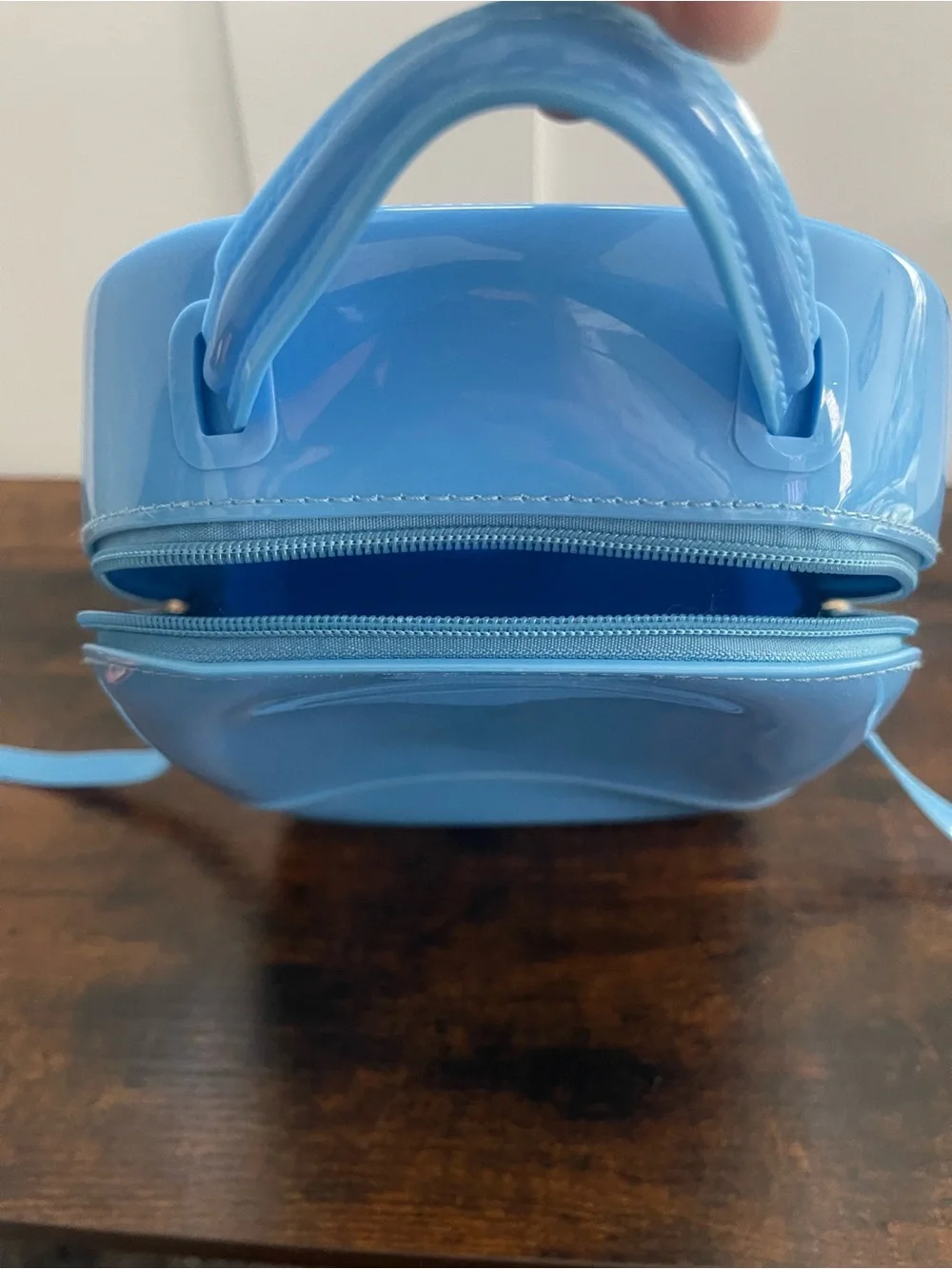 Blue Patent Mini Backpack Tote